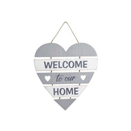Welcome to our home Heart Plaque, 23.5cm 