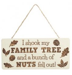 A quirky and comical wooden plaque with added Country Charm accents and a Family Tree printed text decal 