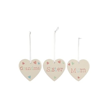 Assorted Hanging Heart Plaques, 8cm 
