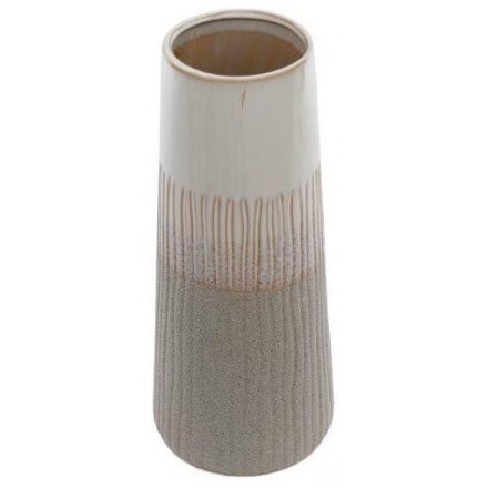 Natural Interior Ribbed Vase, 33cm 