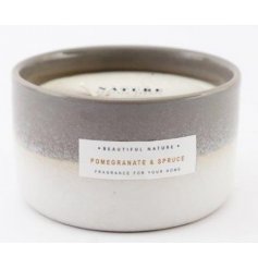  A gorgeously toned ombre candle pot  filled with a lusciously scented Pomegranate and Spruce wax 