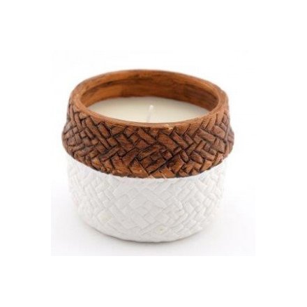 Natural Interior Two Tone Woven Candle, 10cm 