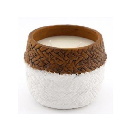 Natural Interior Two Tone Woven Candle, 12cm 