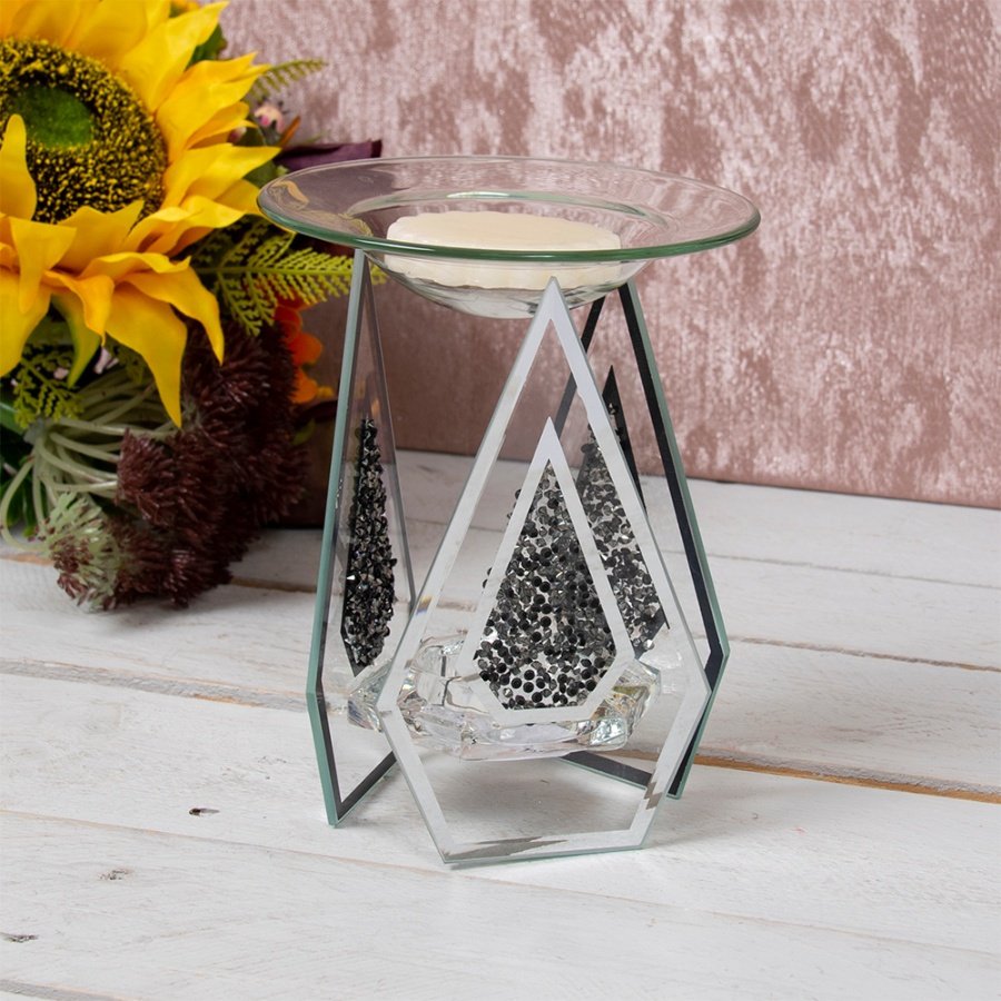 LP46515 / Glass Pointed Oil Burner, Black Crystals 52791 Interior