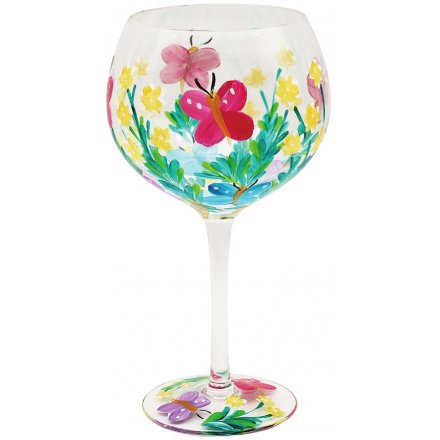 Painted Butterfly Gin Glass 