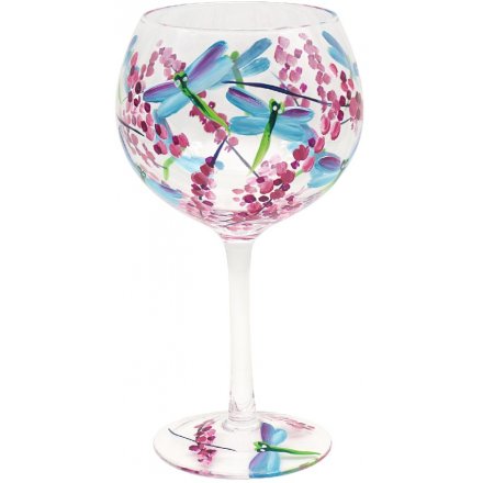 Painted Dragonfly Gin Glass 