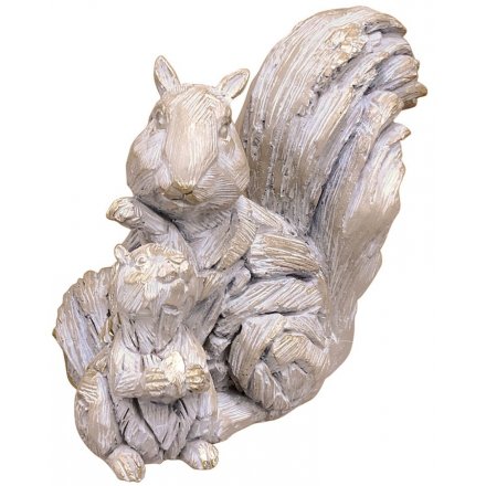 Squirrel & Baby Driftwood Ornament 