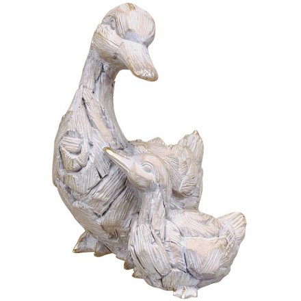 Duck & Baby Driftwood Ornament 