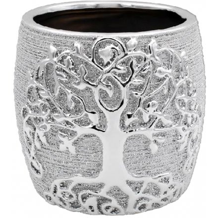 Large Tree Of Life Planter, Silver Art 