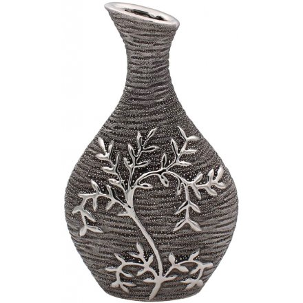 Small Climbing Leaf Vase, Gunmetal Grey 