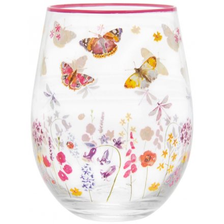 Butterfly Garden Stemless Glass 