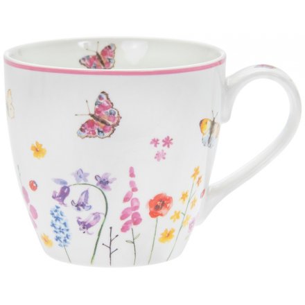 Floral Butterflies China Breakfast Mug 