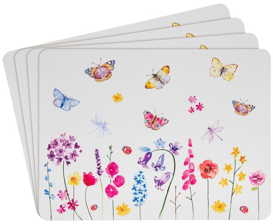 LP94475 / Floral Butterflies Set of 4 Placemats 52926 Kitchen & Table / Trays, Coasters