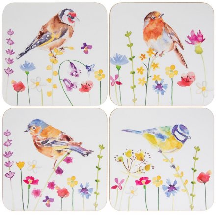Bird Garden Printed Set of Coasters 
