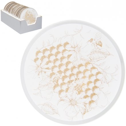 Golden Bee Honeycomb Mirror Plate, 10cm