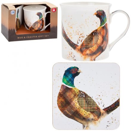 Rustic Pheasant Mug & Coaster Gift Set 