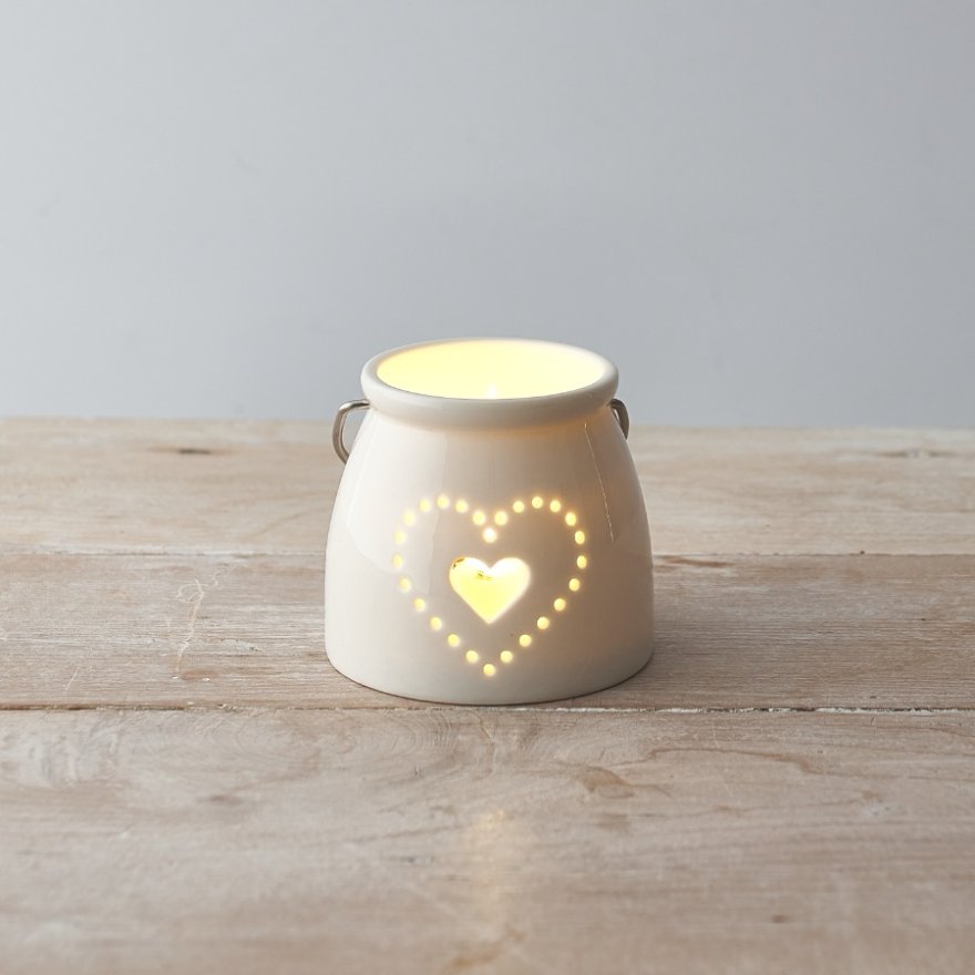 Dotted Heart T-light Holder, 8cm