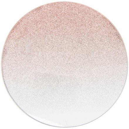 Rose Gold Glitter Candle Plate, 10cm 