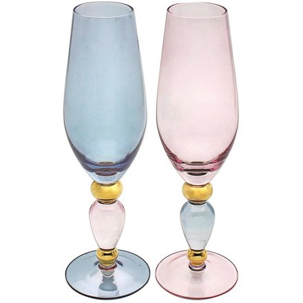 Set Of Inverted Colour Flute Glasses 