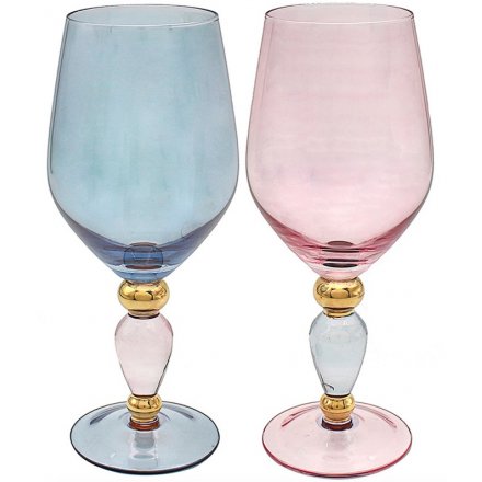 Set Of Inverted Colour Wine Glasses 
