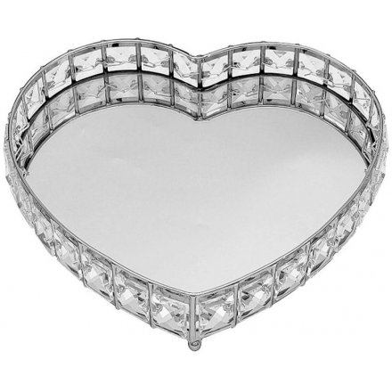 Crystal Mirror Heart Tray, 26cm 