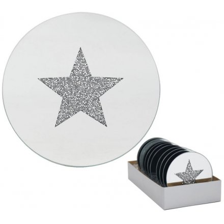 Glitter Star Mirrored Candle Plate, 10cm 