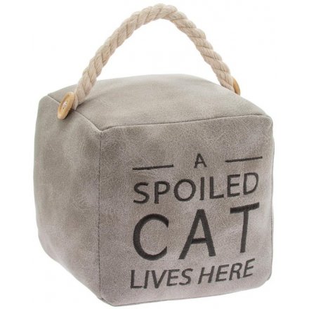 Grey Faux Leather Square Cat Doorstop