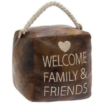 Faux Leather Square Doorstop, Family & Friends