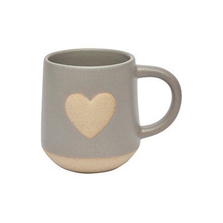 Stoneware Heart Mug, Grey
