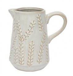 Covered with a beautifully embossed trailing leaf decal, this decorative jug is a must have for any home