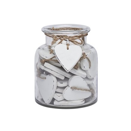 Jar Of White Hearts, 36pieces