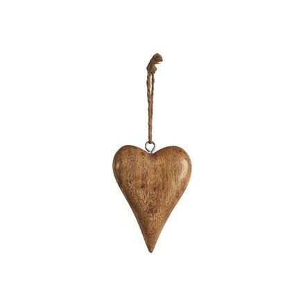 Rustic Wood Heart Hanger, 9.5cm 