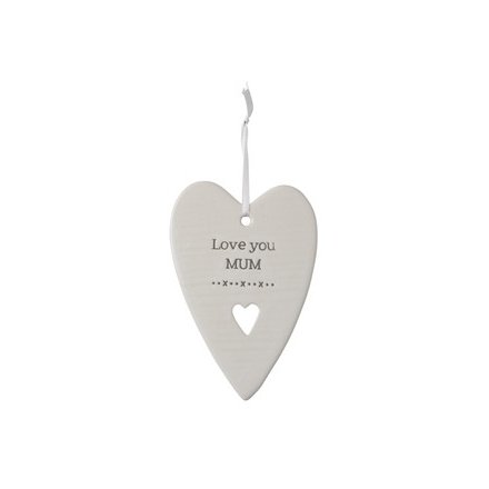 Love You Mum Ceramic Heart, 11cm 