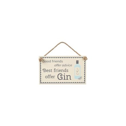 Gin & Friends Wooden Plaque, 20cm 