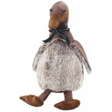A cute little Duck shaped Faux leather doorstop with added faux fur trimmings and a rustic charm 