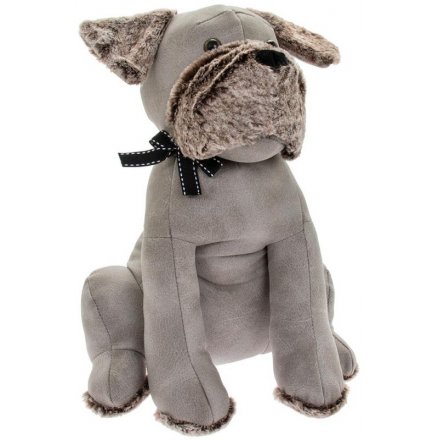 Grey Faux Leather Dog Doorstop