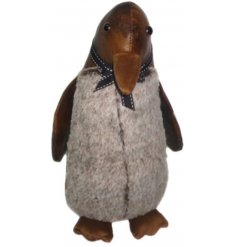  A cute themed Penguin shaped Doorstop made from faux leather and faux fur trimmings 