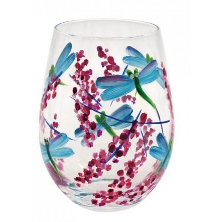 Dragonflies and Blossom Stemless Glass 