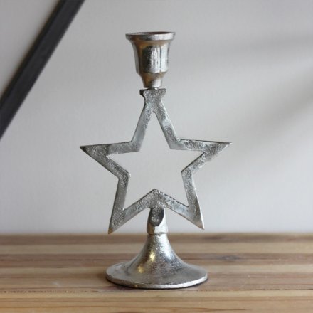 Metal Star Candle Stand, 19cm 