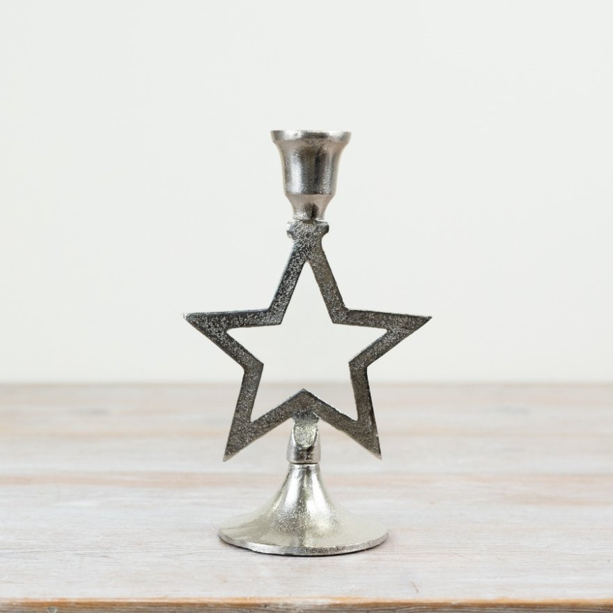 Metal Star Candle Stand, 19cm 