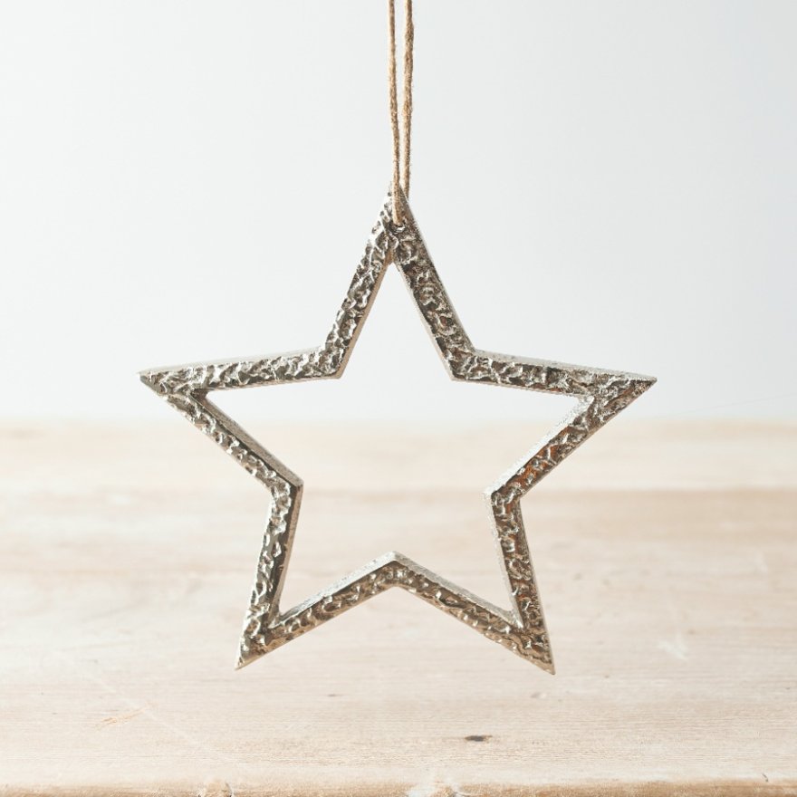 Silver Hanging Star, 15cm