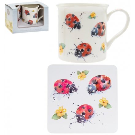 Country Life Ladybird Mug & Coaster Set 