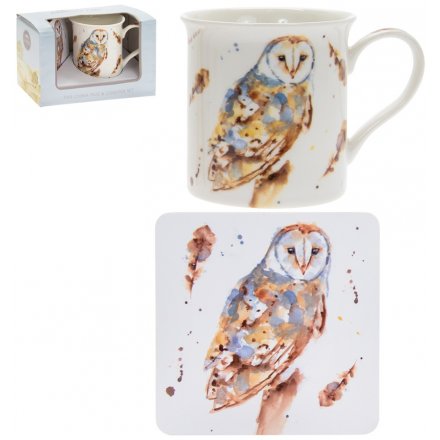 Country Life Mug & Coaster Set, Owl 