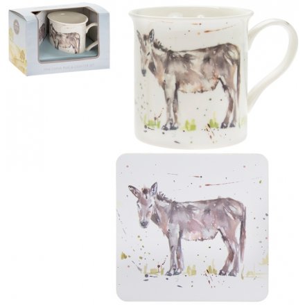Country Life Mug & Coaster Set, Donkey 