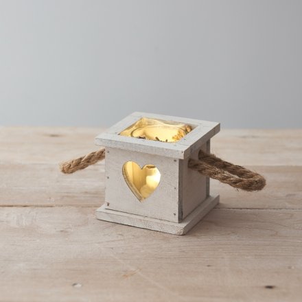 White Wooden Candle Holder Tray, 8.5cm 