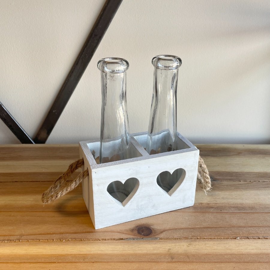 White Wooden Bottle Holder Tray, 12cm 53308 Interior Decor / Home