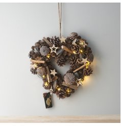  Bring a festive theme to your home decor or displays with this charming natural tone pinecone cluster wreath 