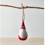 A sweet and simple hanging ceramic gonk with a grey colour and little heart decal 