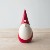   A fun and festive themed plump shaped ceramic gonk with red colours and a sweetheart decal 