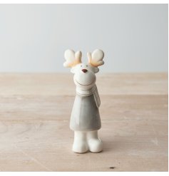 A sweet ceramic reindeer figure with a grey colour tone and charming smile to complete his look 